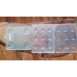 11 Piece Lot Of Clear Plastic Molds For Candy Crafts Soap GUC